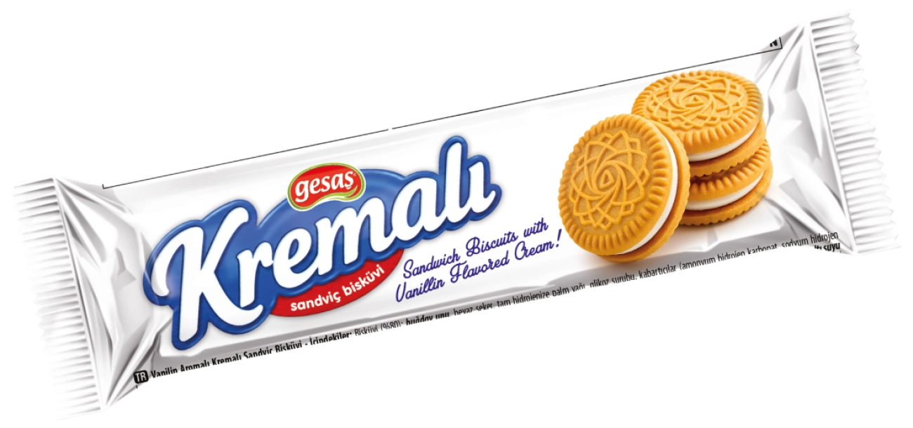56 gr. Vanilya Aromalı Kremalı Sandviç Bisküvi
